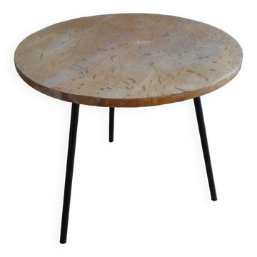 Table d'appoint en bois et métal vintage années 1960