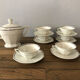 Set of 6 porcelain cups with matching sugar