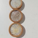 Plateau and 6 rattan and plexi butterfly glass undersides