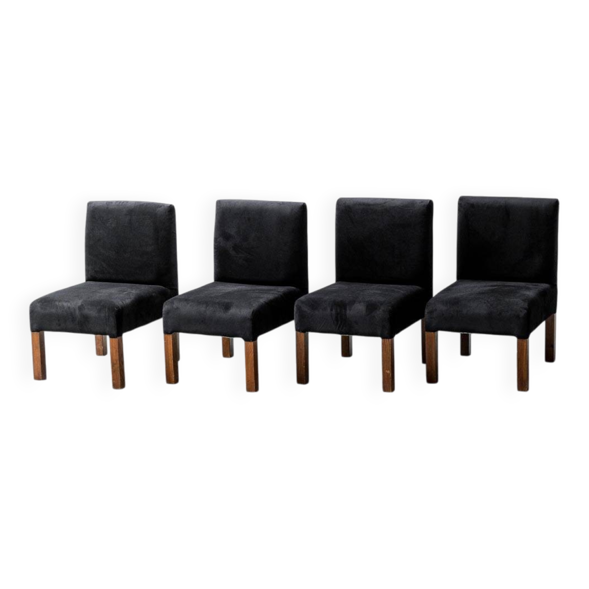 set di quattro sedie velluto legno anni '70 vintage modernariato