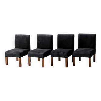 set di quattro sedie velluto legno anni '70 vintage modernariato