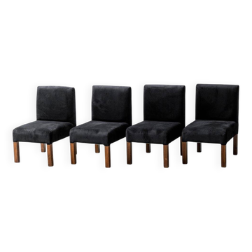 set di quattro sedie velluto legno anni '70 vintage modernariato