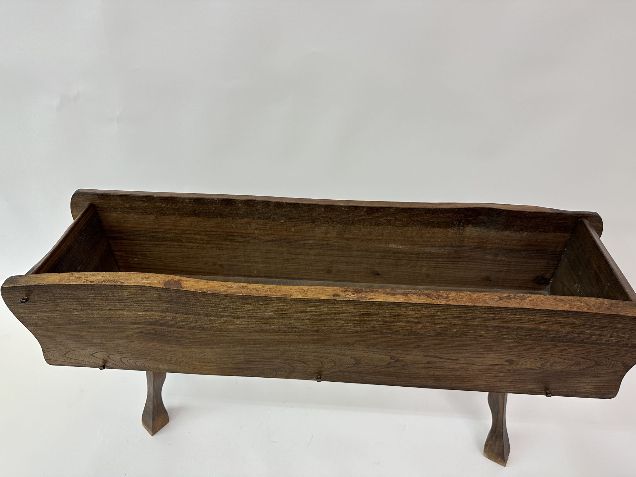 Brutalist solid wooden flower plante, 1970's