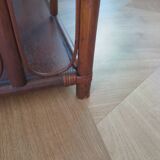 Retro-Side table-vinyl furniture-wood, rattan and bamboo-80s