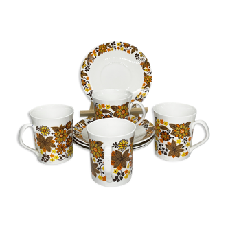 Lot de 4 tasses café ou tasse de thé “elizabethan carnaby”, made in england.