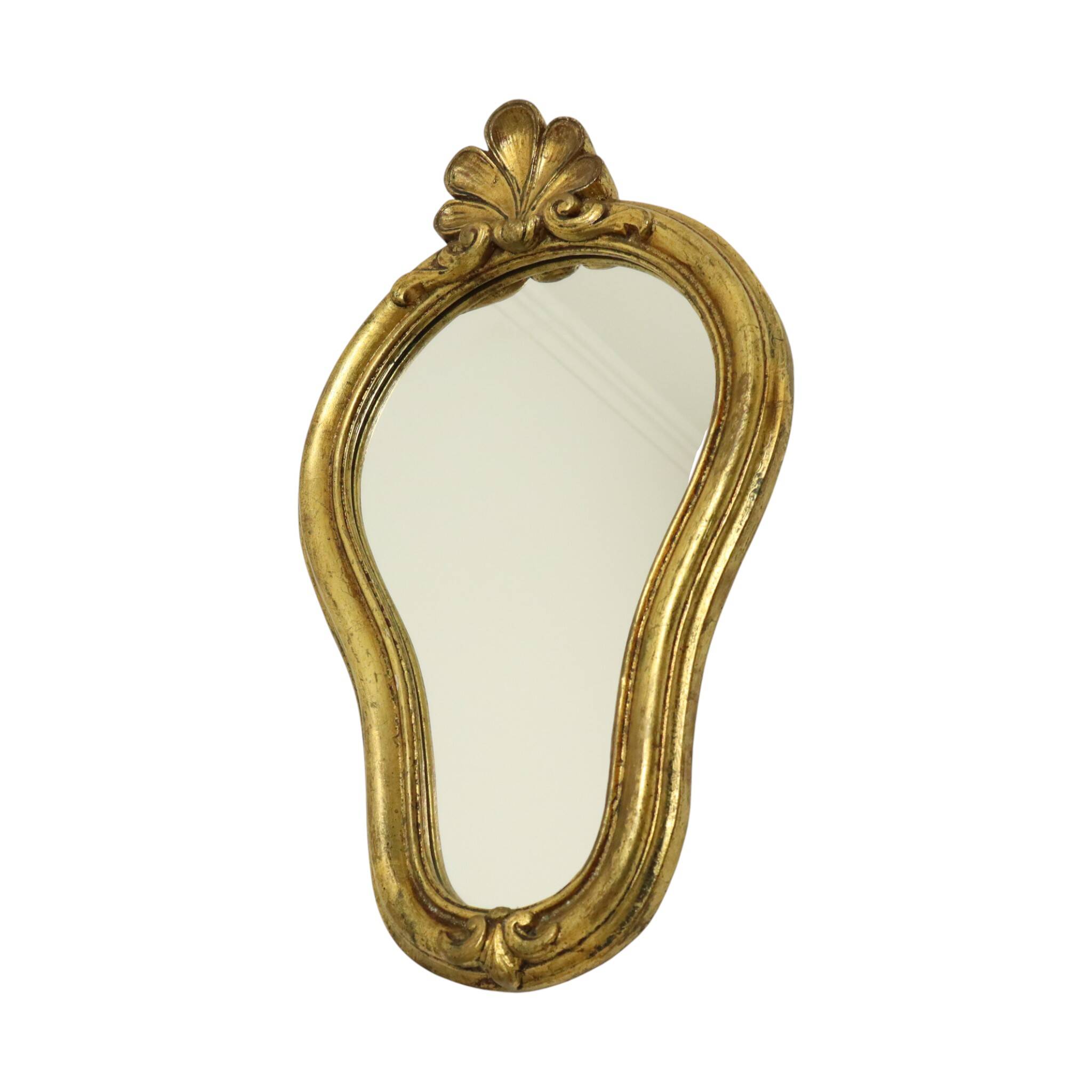French Crested Mirror Gold Leaf Baroque Style Classic 48cm