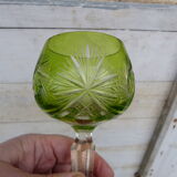 Ancien verre en cristal Saint Louis Roemer taillé vert Absinthe