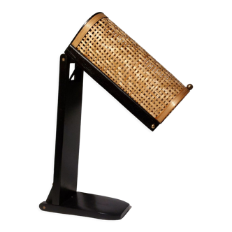 Foldable art deco lamp in wood and rattan 1930s