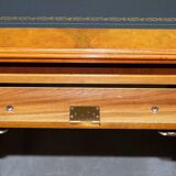 Partner desk in burr walnut designed to conceal computer equipment.