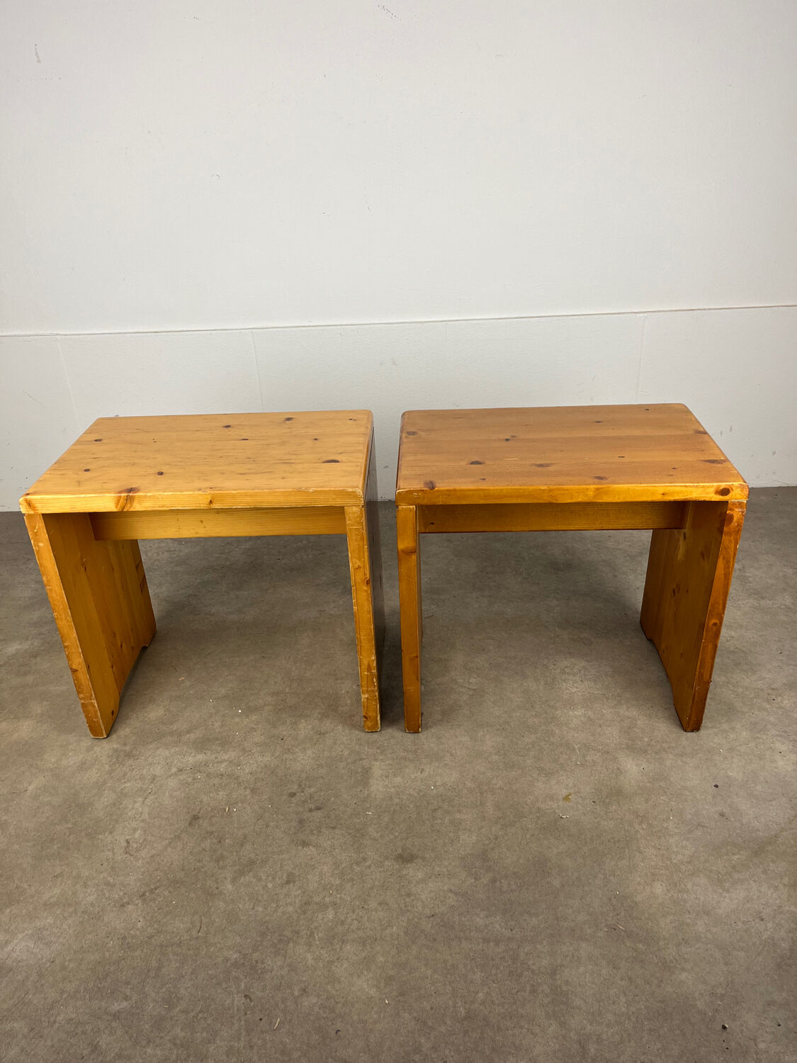 Pair of stools Les Arcs, Charlotte Perriand selection