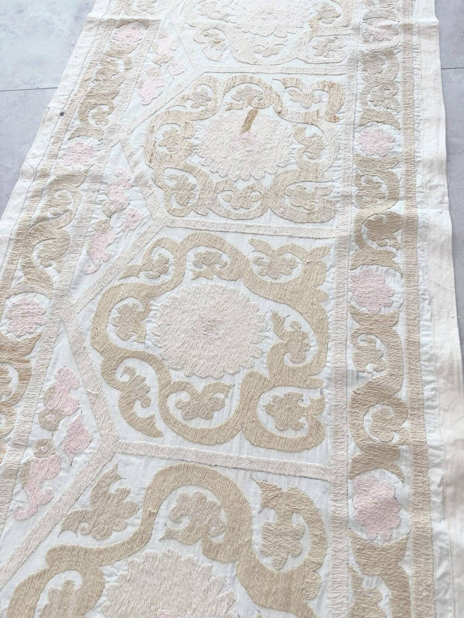 Vintage hand-embroidered tablecloth 77x360 cm