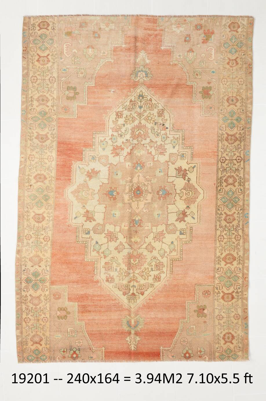 5x8 Peach Red Cream Turkish Rug, 240x164Cm SK 19201