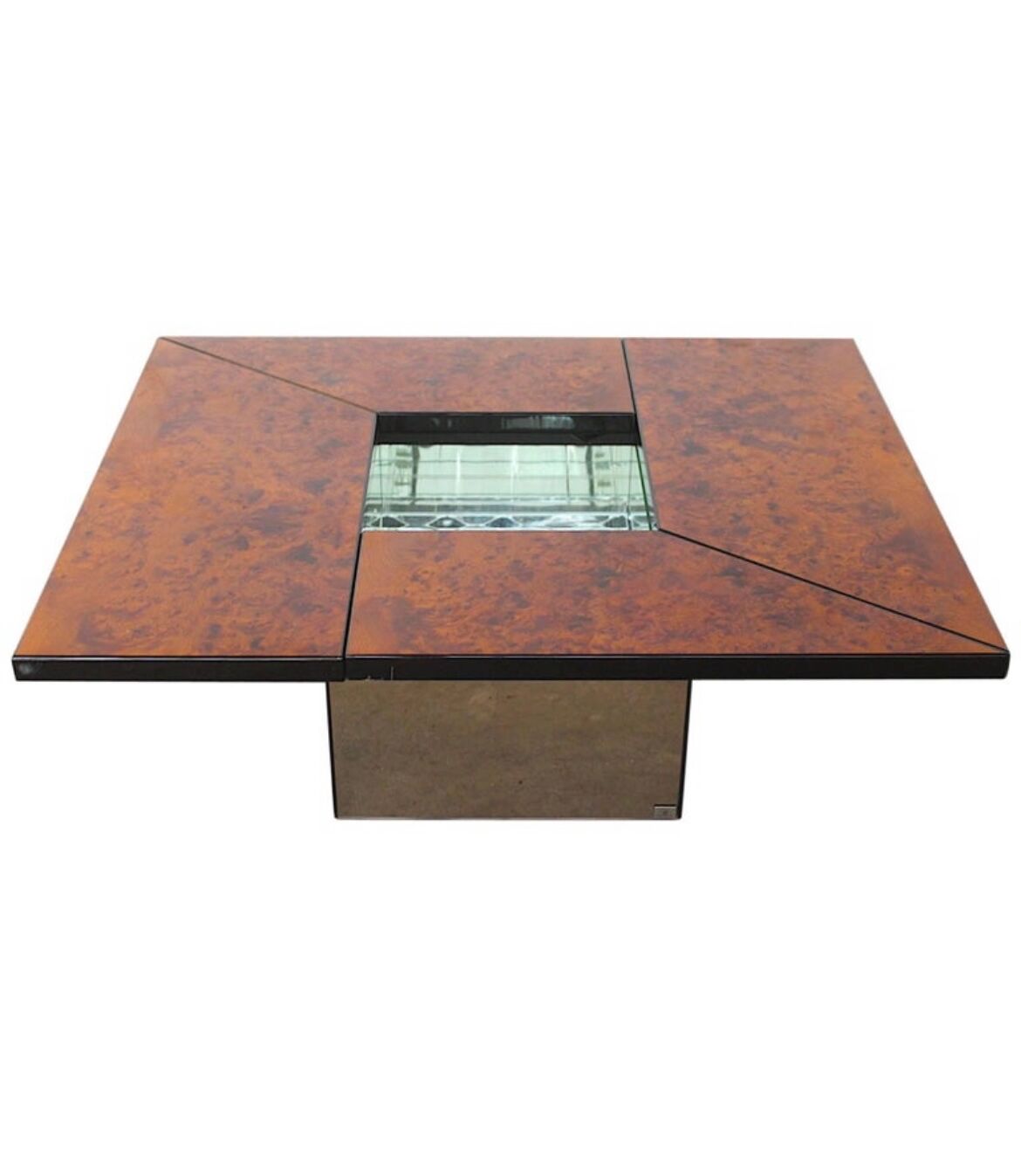 Paul michel burl wood multi functional coffee table and dry bar