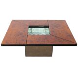 Paul michel burl wood multi functional coffee table and dry bar