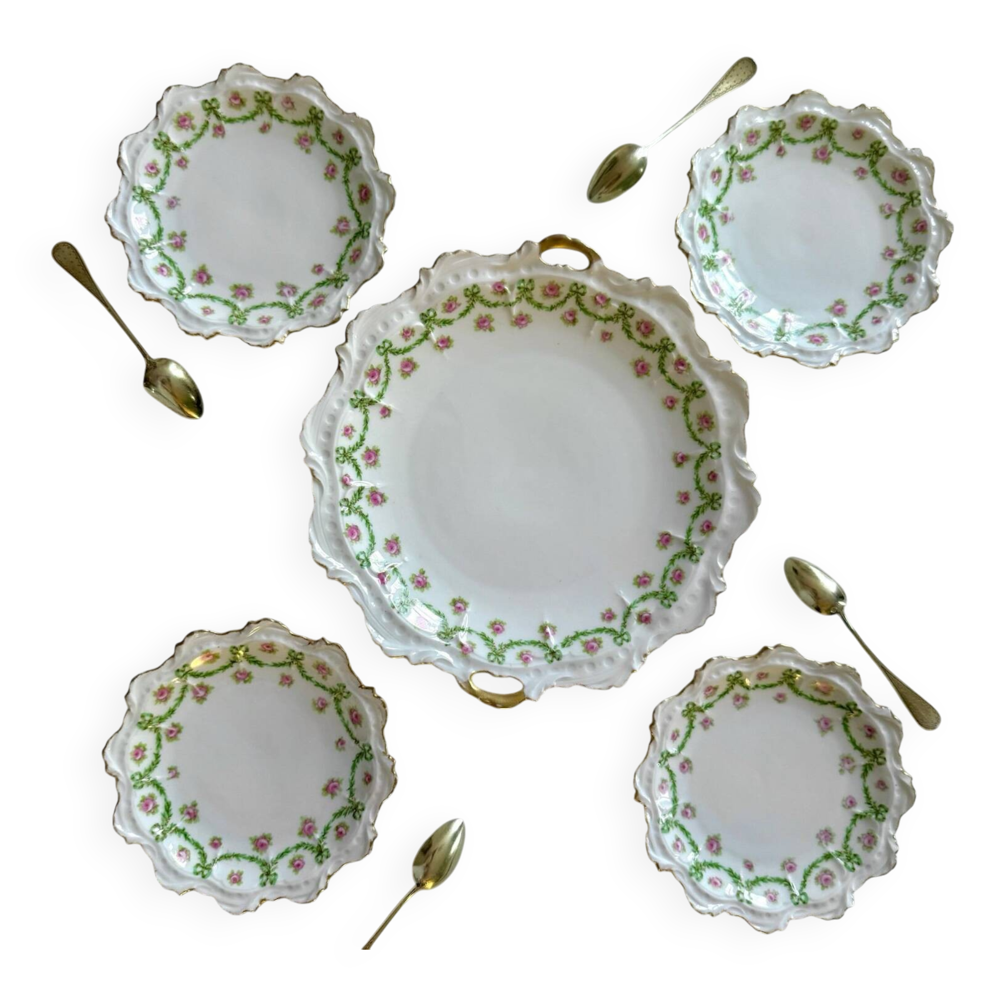 Limoges Cake Plates and Dessert Plates | Ribbons, Bows and Roses