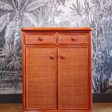 Vintage rattan sideboard 2 doors and 2 drawers