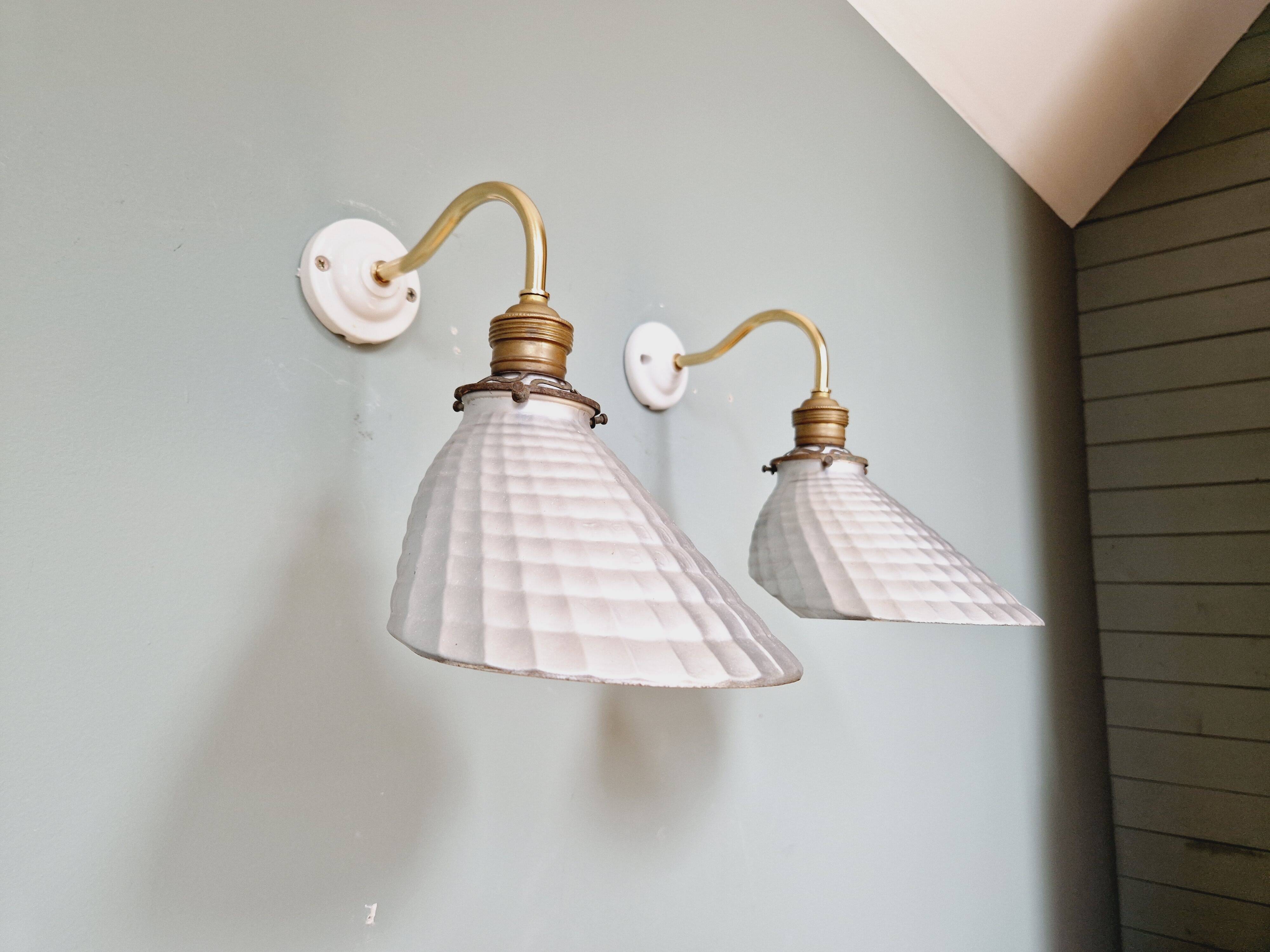Pair of mercurized glass wall sconces, Maison Malabert, 1930s