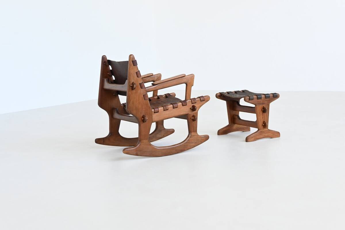 Angel Pazmino rocking chair and hocker Muebles de Estilo Ecuador 1960