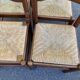 Set of 4 vintage chairs in solid wood and straw — Brutalist / rustic style
