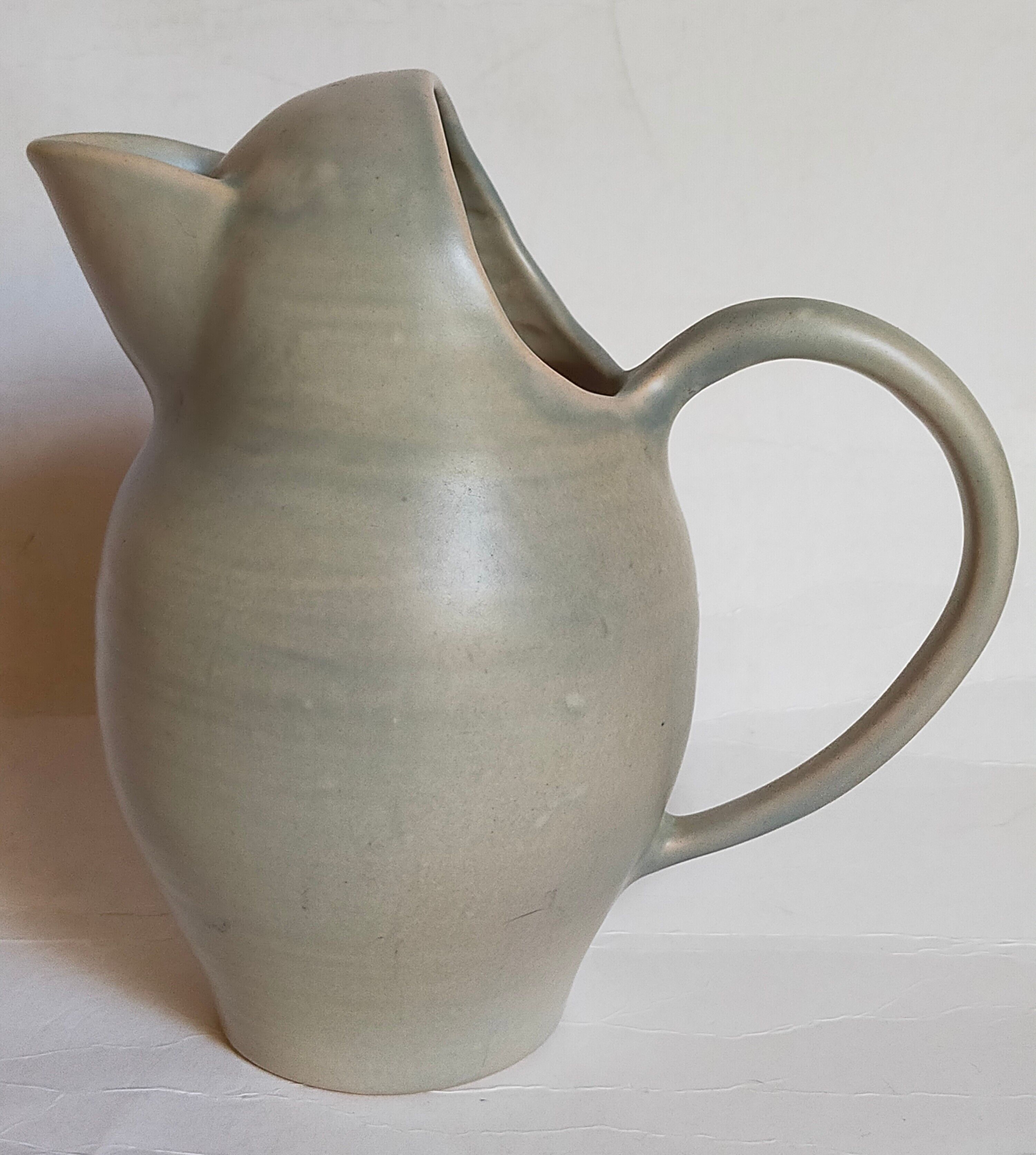 Ceramic potter's pitcher with matte enamel, 50s