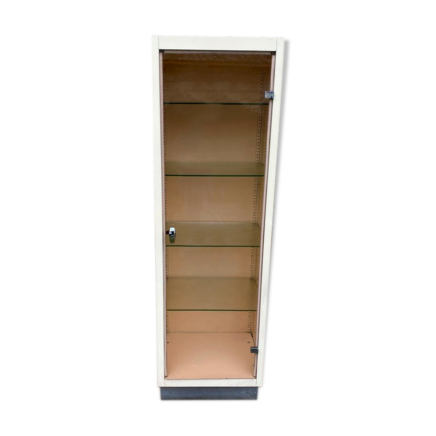 Medical cabinet showcase metal and vintage industrial glass 1950