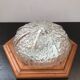Ancient Applied Brush Glass Moulded Glass - Vintage Wood Base
