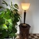 Art Deco lamp made of wood, brass, and opaline.
