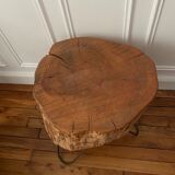 Table basse vintage tronc bois massif