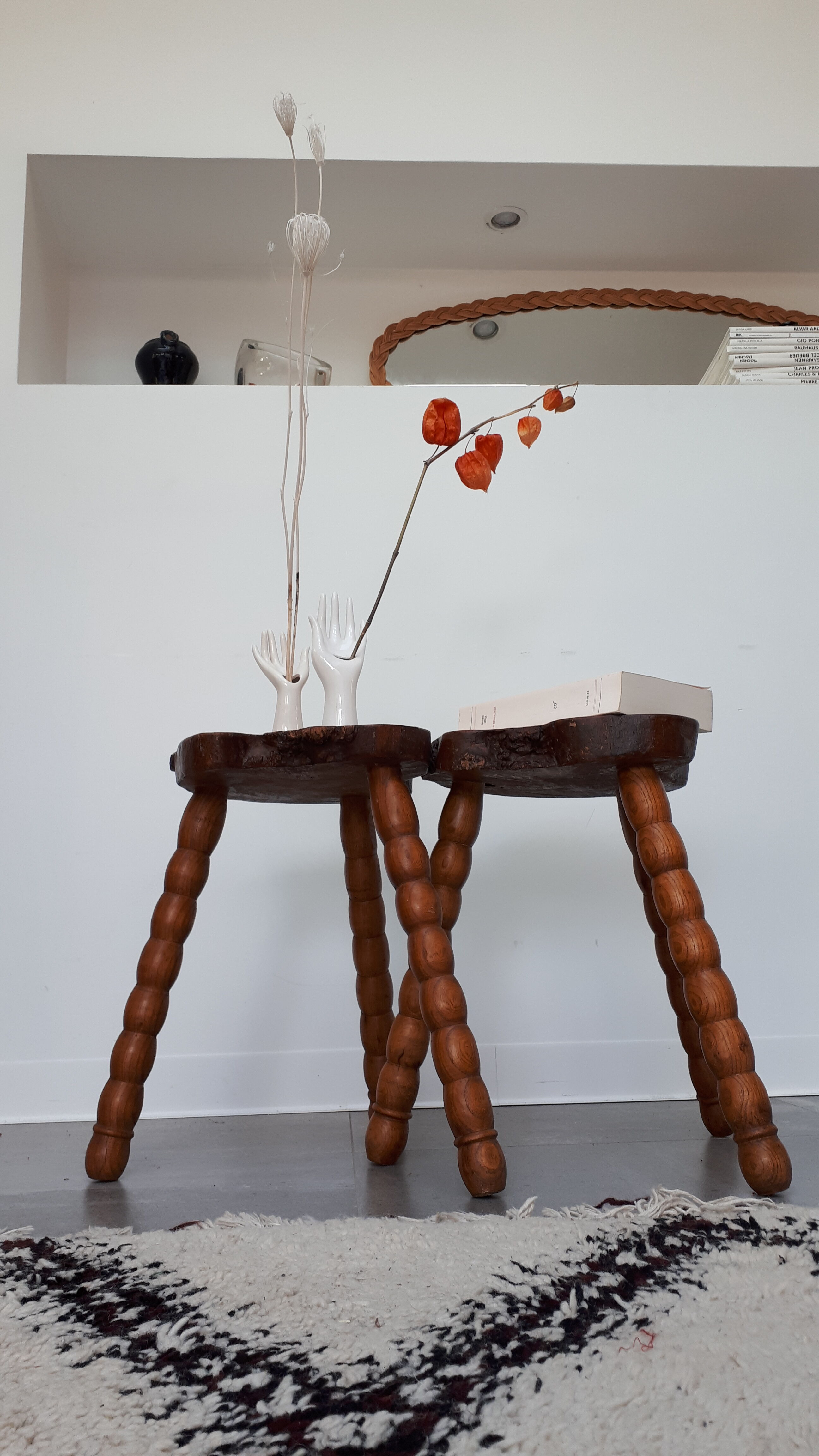 Pair of brutalist art stools 60s
