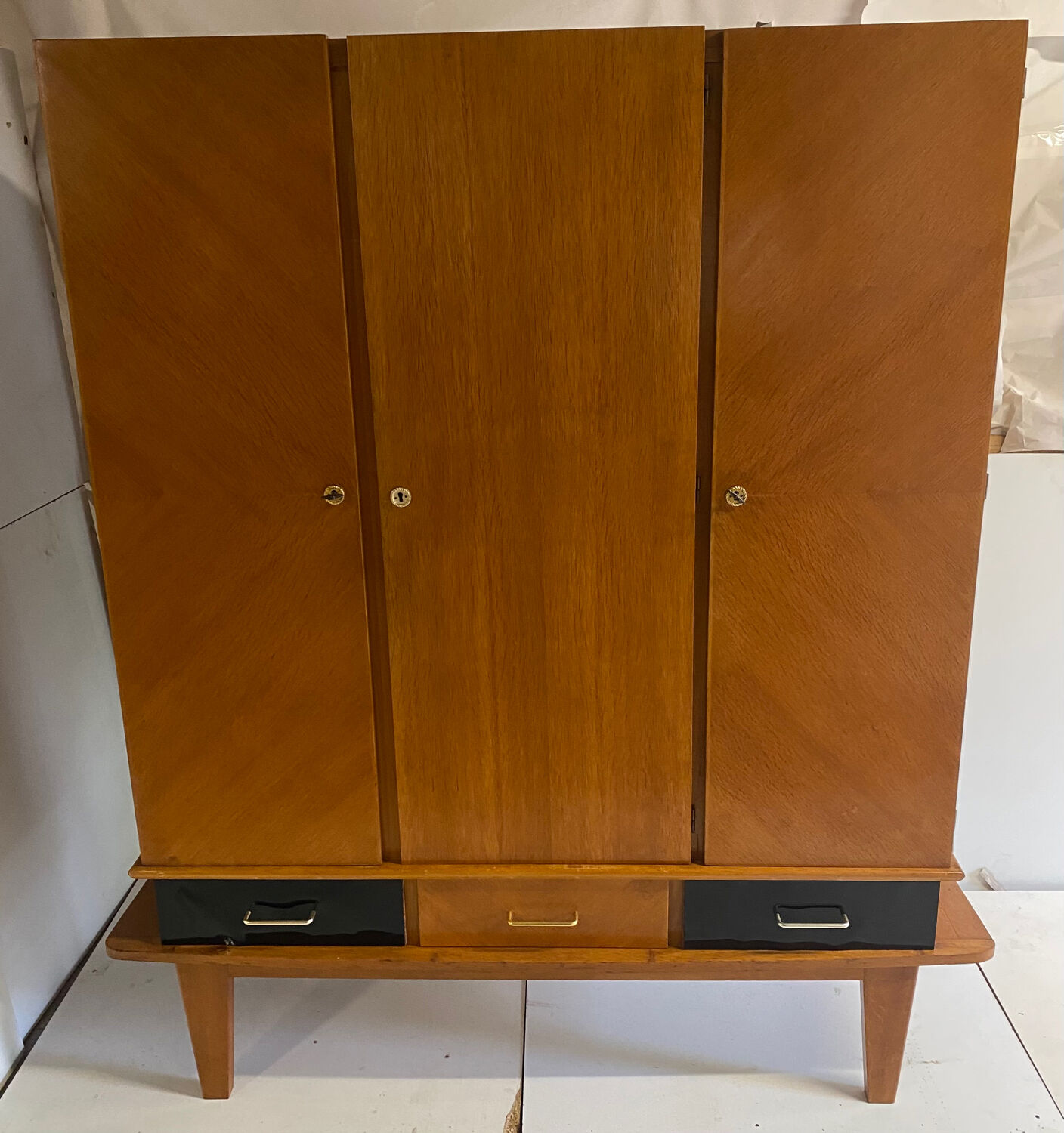 Vintage wardrobe with compass feet from the 60s
