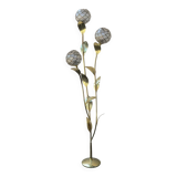 Floral floor lamp in brass and Capiz mother-of-pearl, 1970