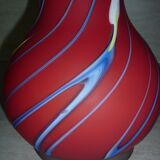 Red vase in opaque double-thickness glass 44 cm