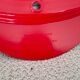 Round wall mirror 53 cm red/white vintage 1960s/70s