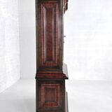 Baroque style backlit display cabinet in wood, glass and velvet
