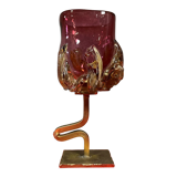 Fabienne Picaud: pink glass vase with amber applied decorations