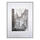 Hôtel-Dieu, Dole, Jura, vintage engraving, printed in 1950.