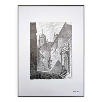 Hôtel-Dieu, Dole, Jura, vintage engraving, printed in 1950.