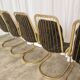 Set of 6 Vintage Gold Chrome Dining Chairs: Italian Mid-Century Design