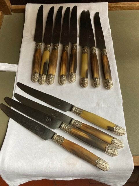 Lot of 12 horn handle knives