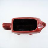 Red ceramic pitcher - bees and honeycombs decor - St Clément France - vintage 60s