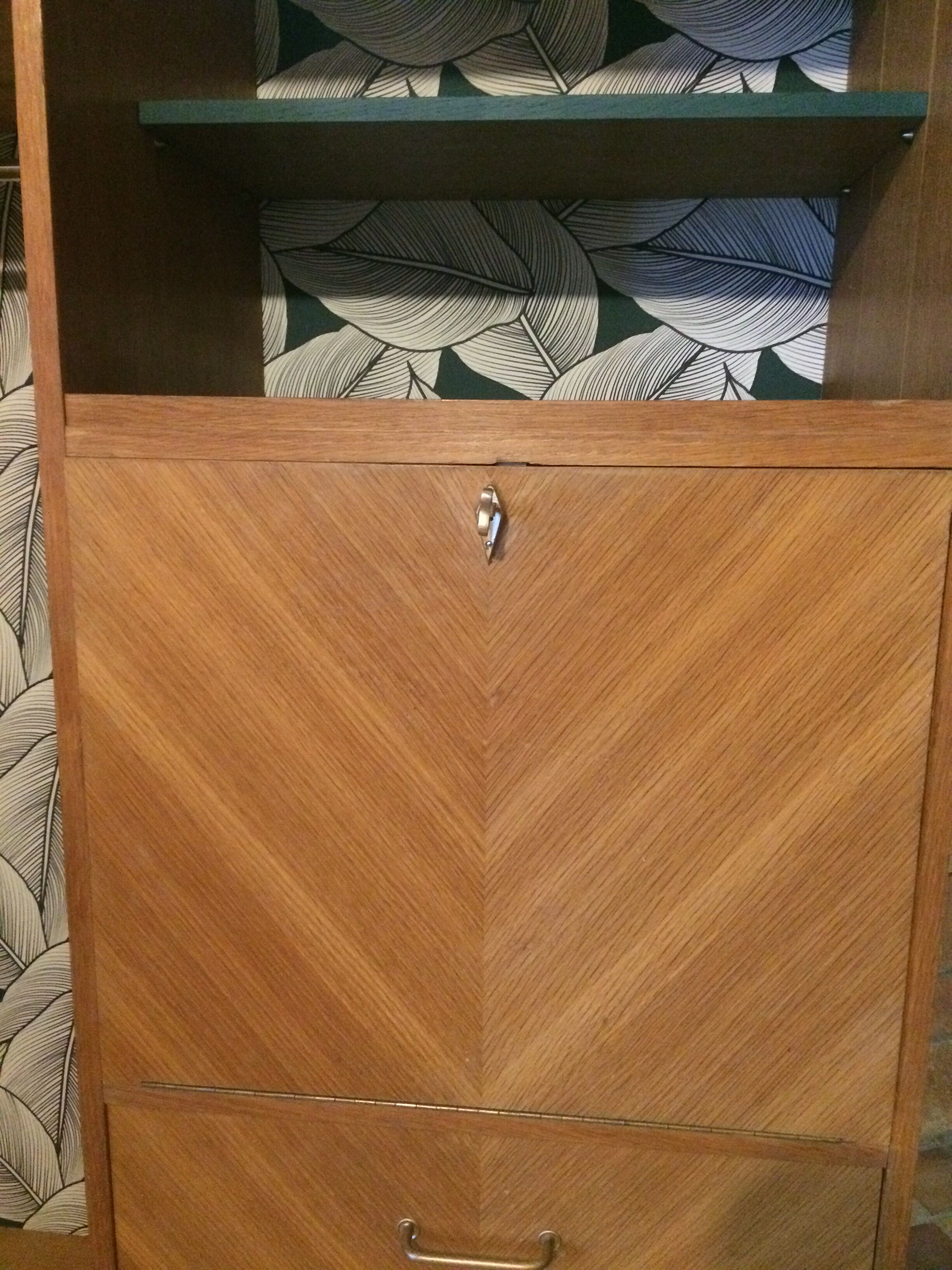 Secrétaire armoire bois en chevrons