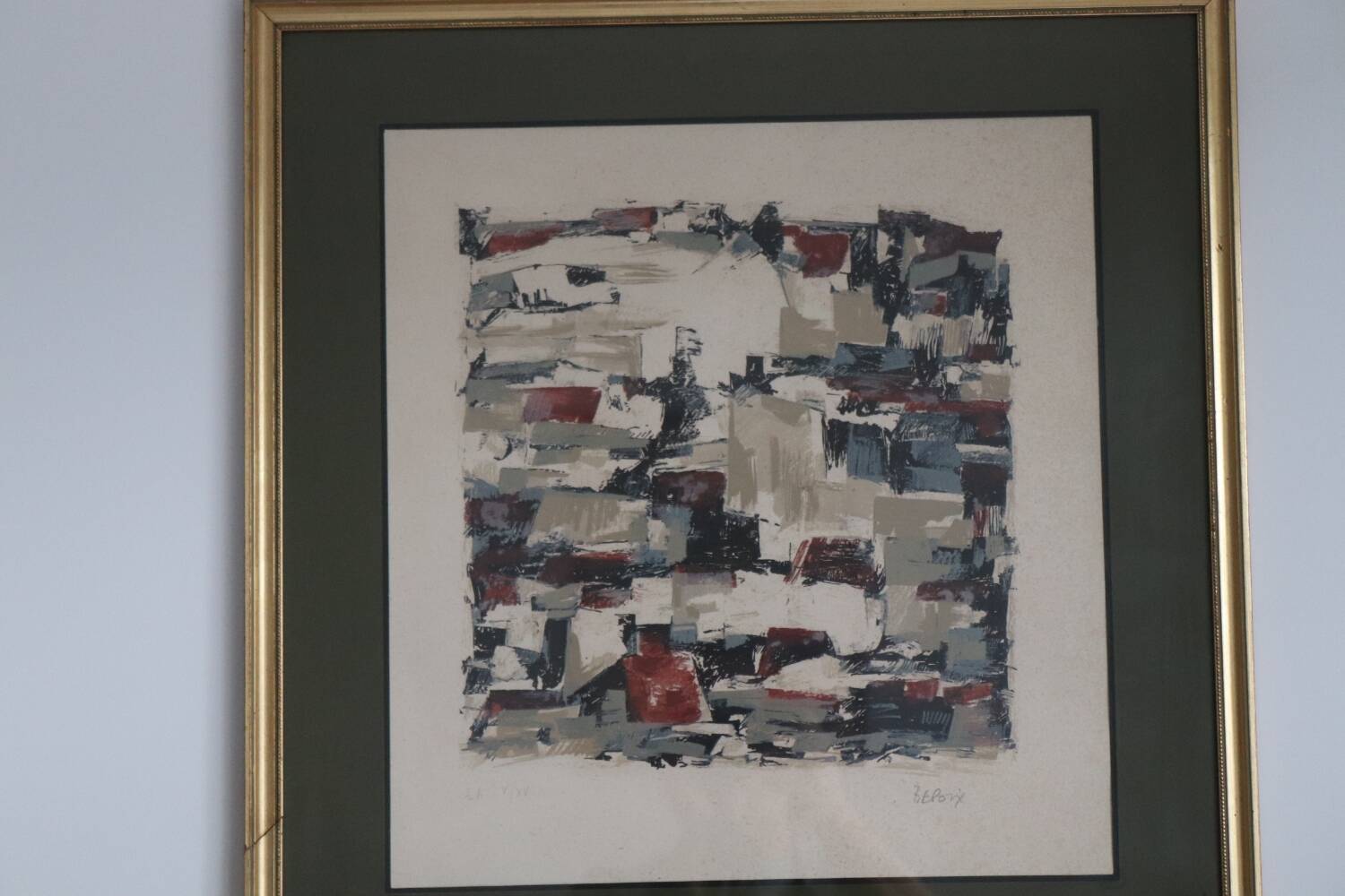 Vintage abstract painting signed Bepoix beaux art brest