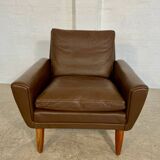 Vintage retro Danish mid-century G. Thams club chair in brown leather 60s