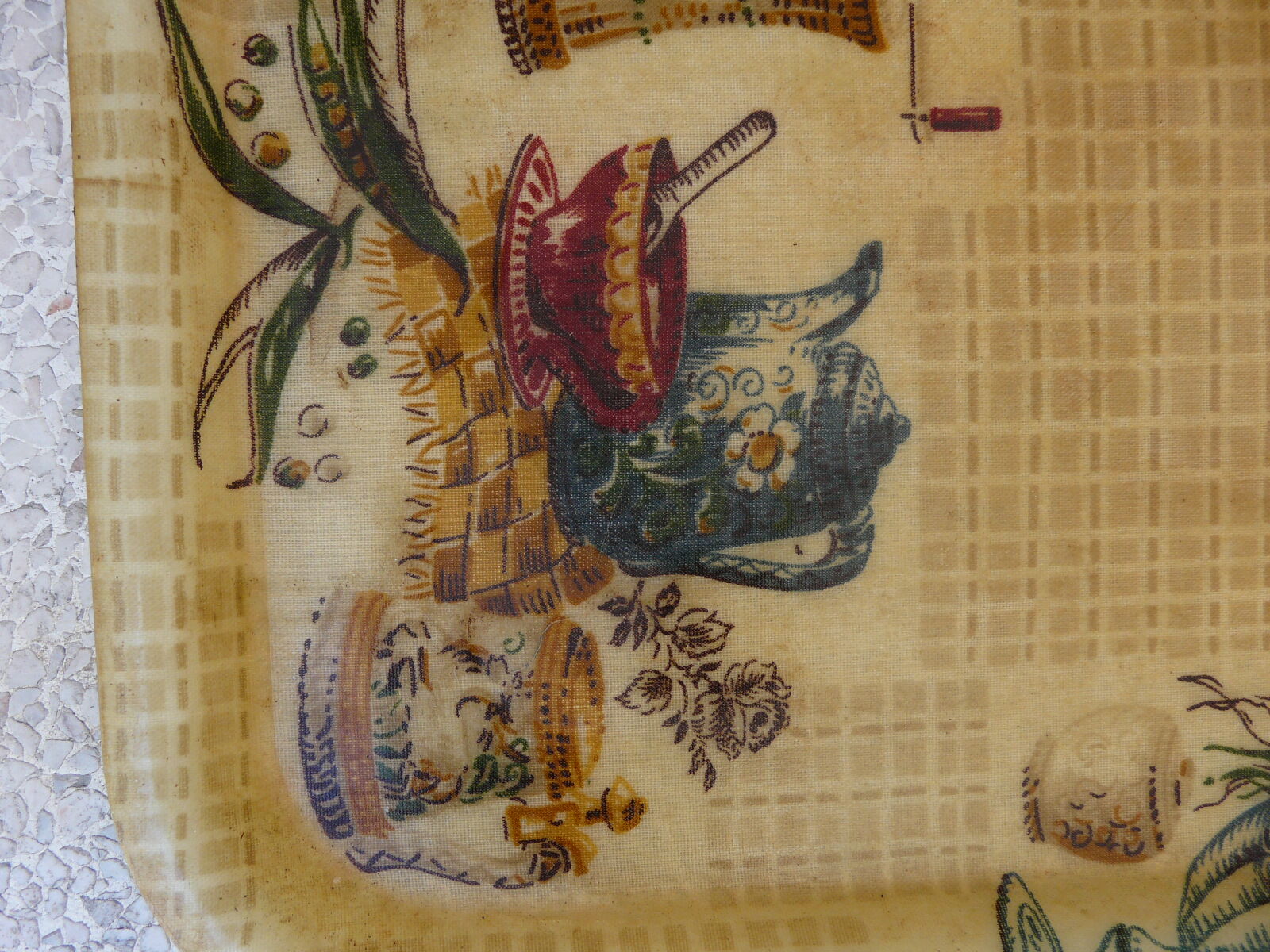 Vintage tray fiberglass pattern kitchen objects