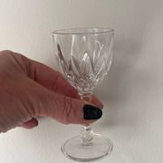4 cut glass liqueur glasses on stems