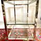 Coffee table with glass and gilded brass shelf France 1970