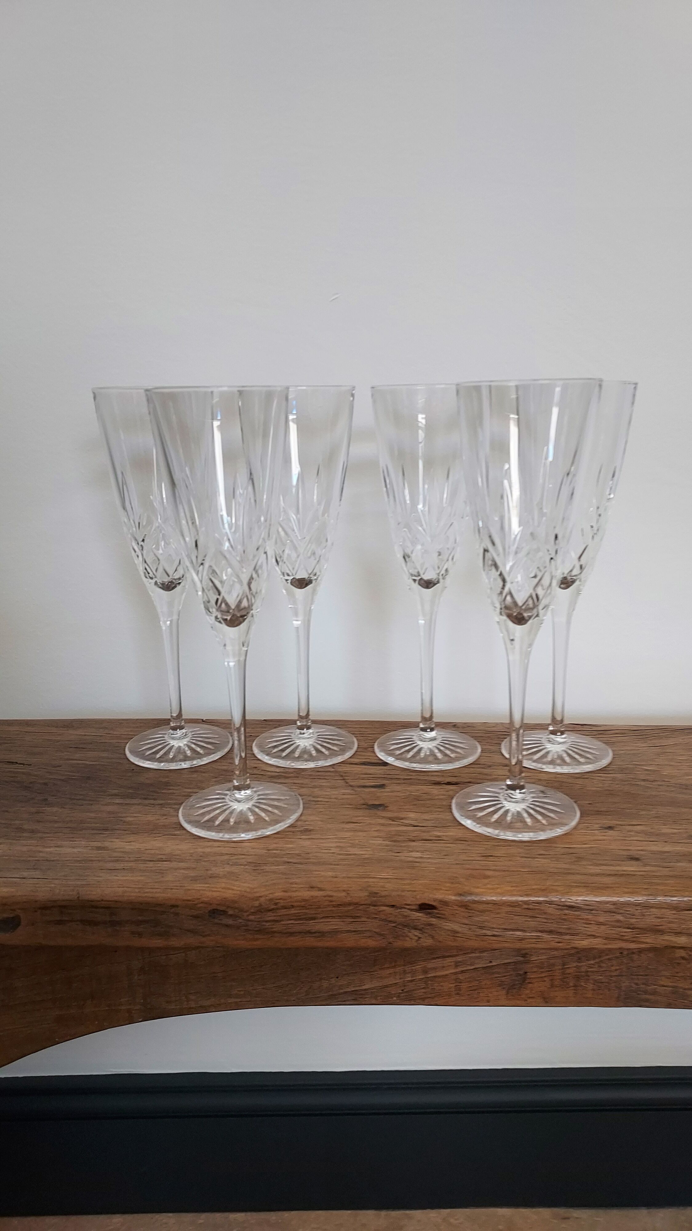 6 crystal champagne flutes