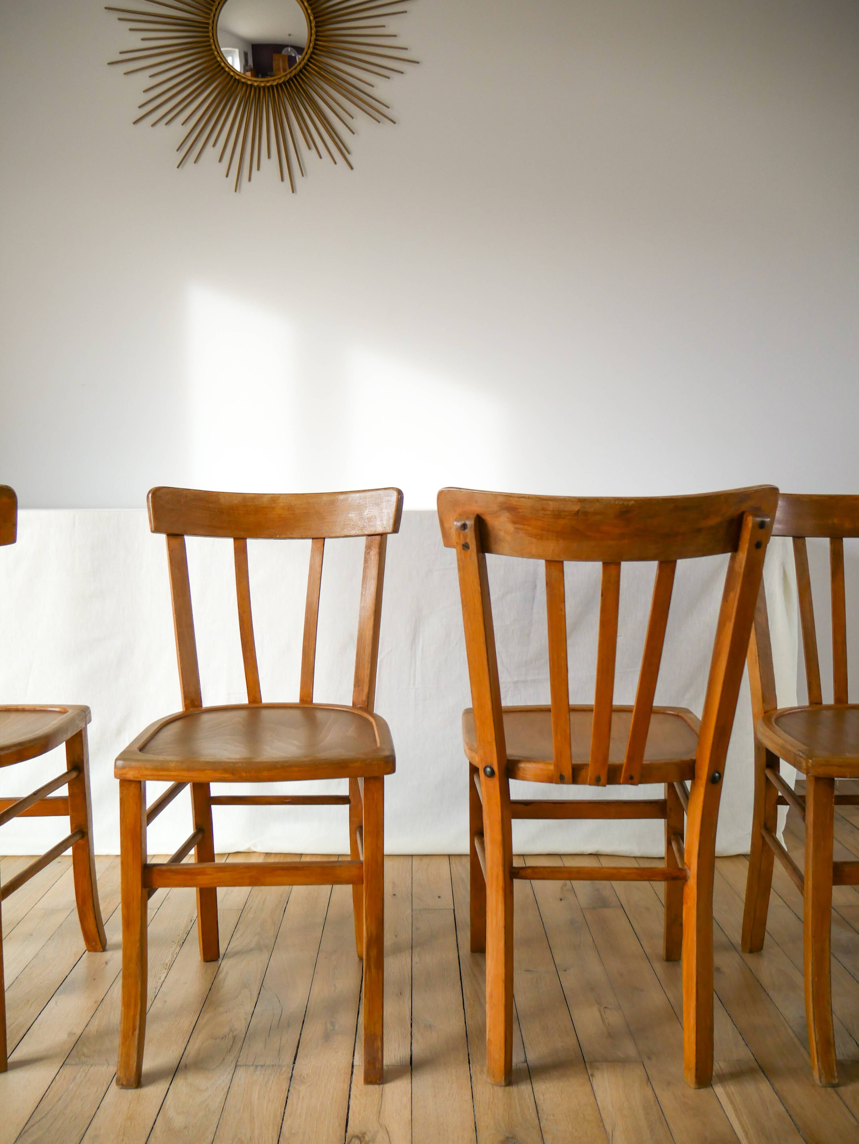 Set of 4 bentwood bistro chairs signed luterma 1950