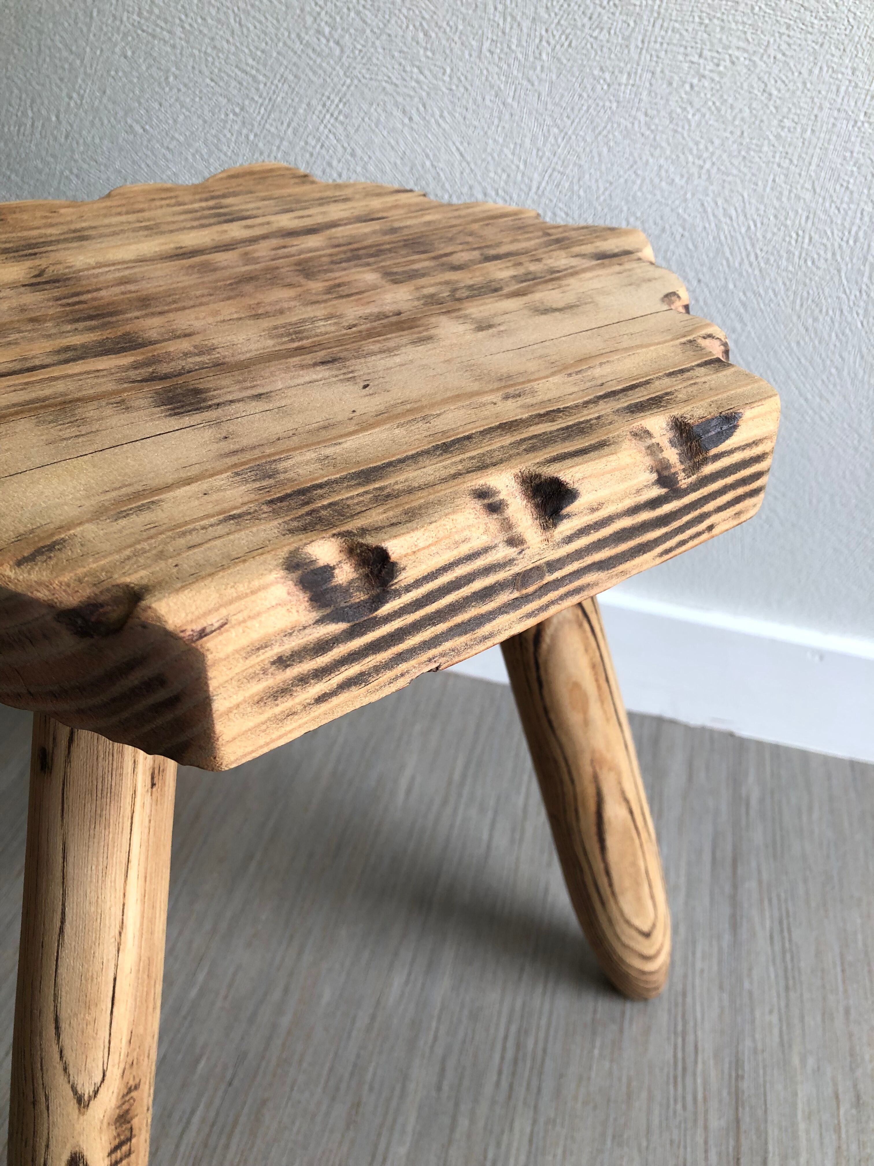 Wooden tripod bottom stool