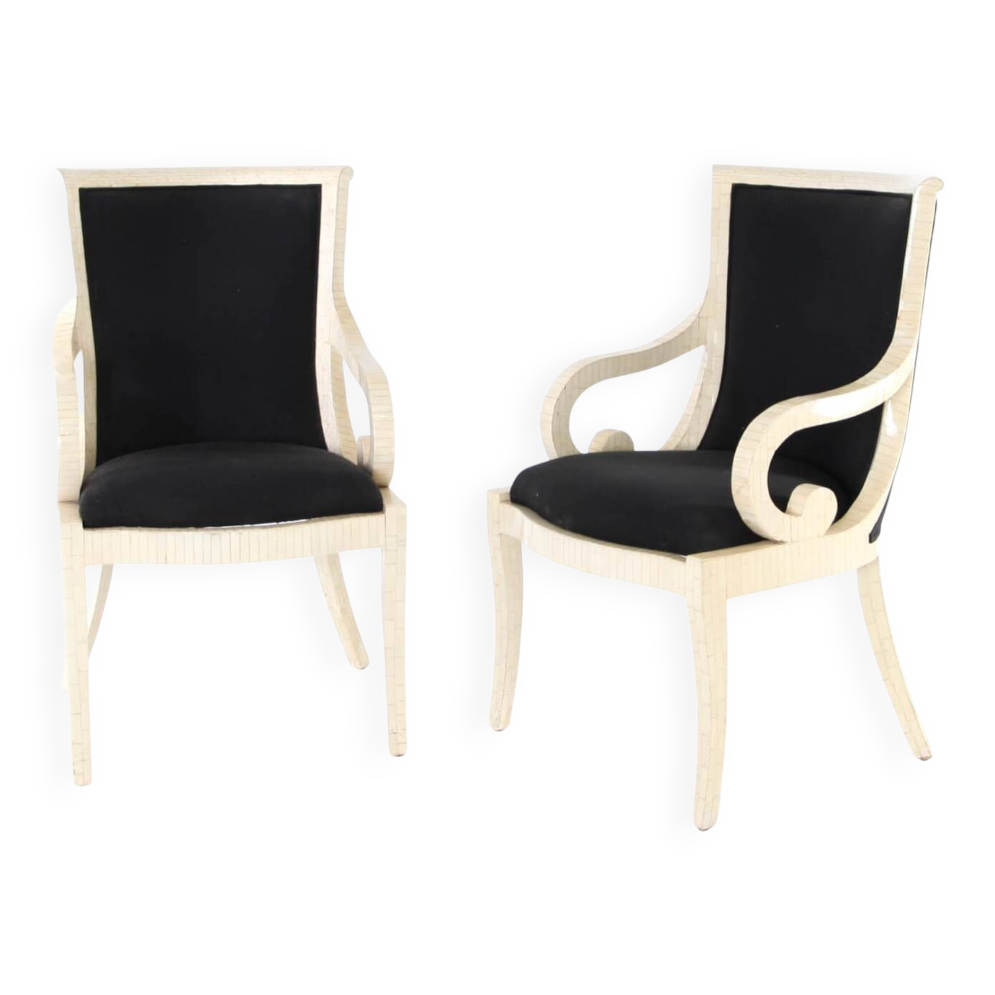 Pair of bone marquetry armchairs